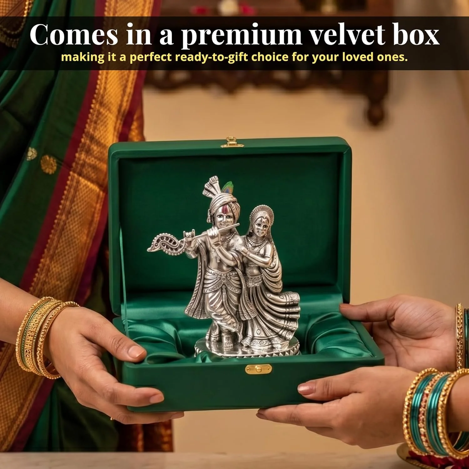 Premium Silver Plated Radha Krishna Idol – 5.3 Inch - Image 9