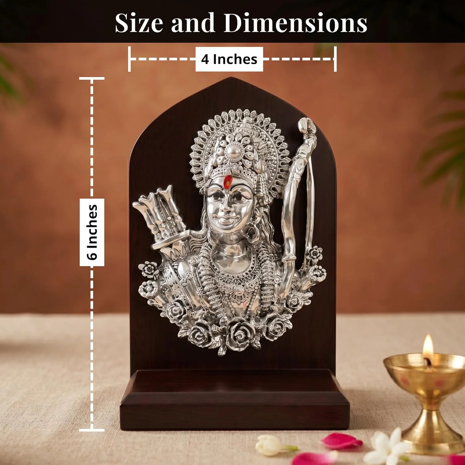 Premium Silver Plated Shri Ram Face Idol – 6 Inch - Image 2
