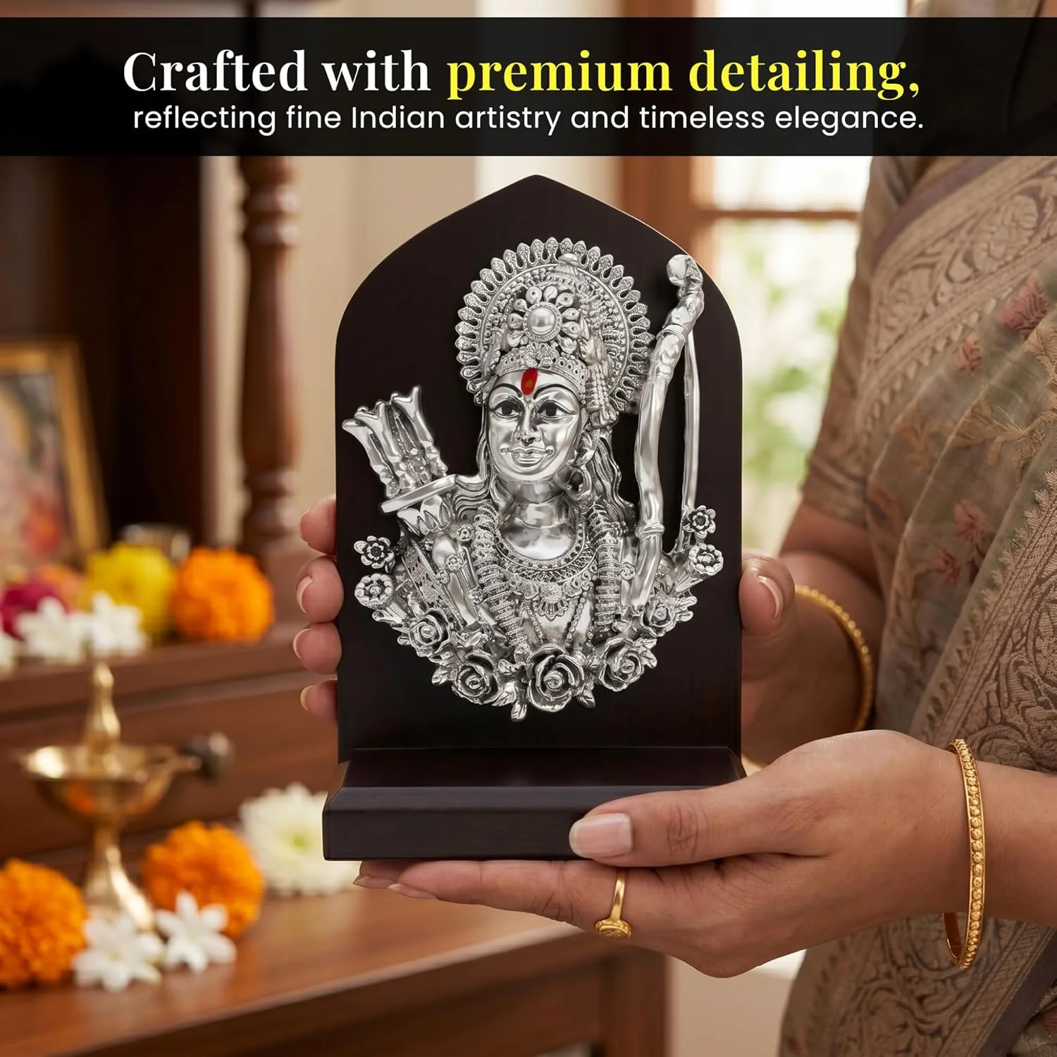 Premium Silver Plated Shri Ram Face Idol – 6 Inch - Image 5