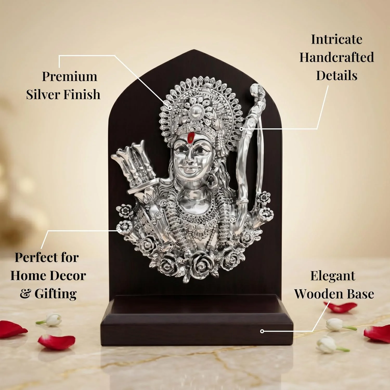 Premium Silver Plated Shri Ram Face Idol – 6 Inch - Image 6