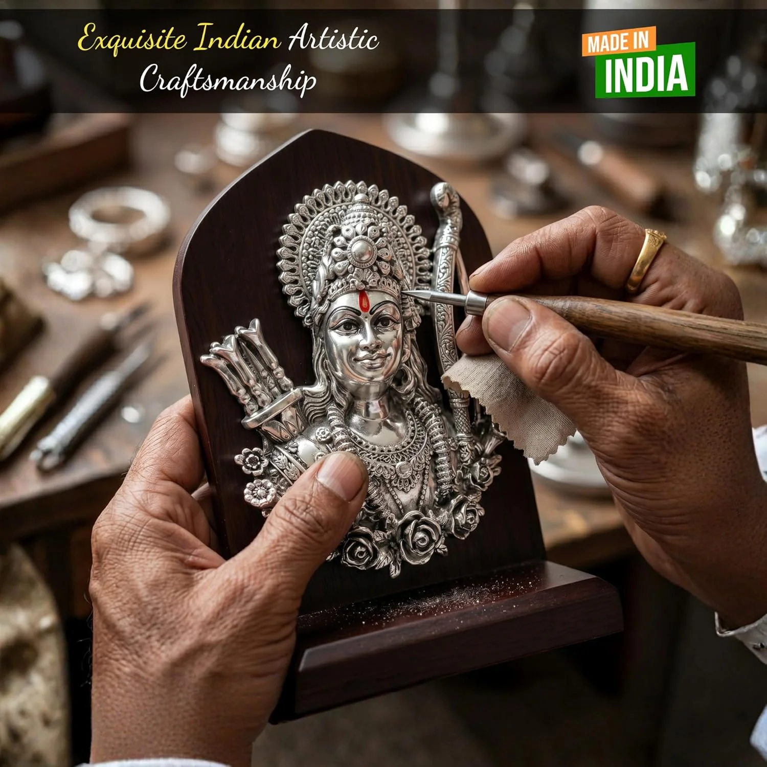 Premium Silver Plated Shri Ram Face Idol – 6 Inch - Image 7