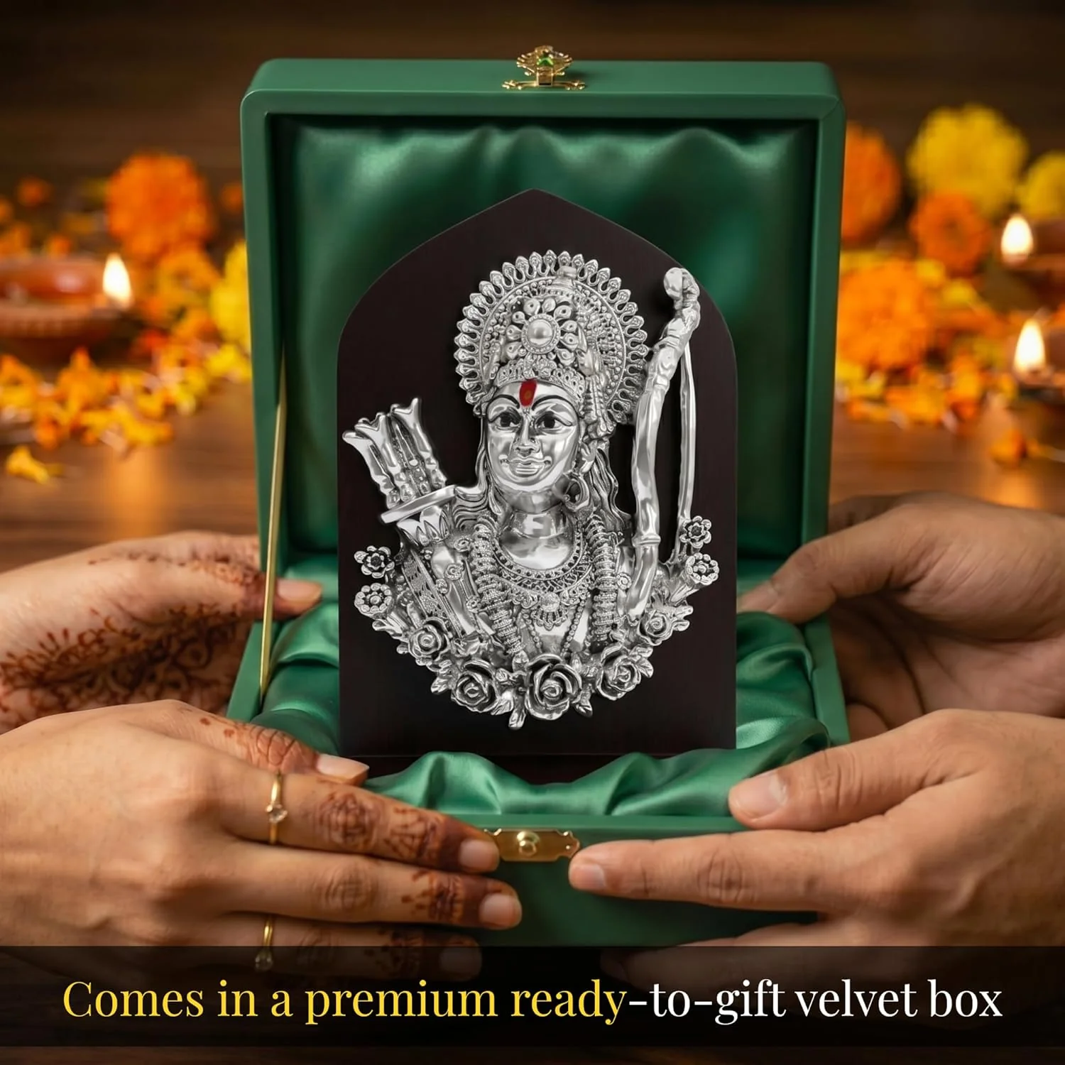 Premium Silver Plated Shri Ram Face Idol – 6 Inch - Image 9
