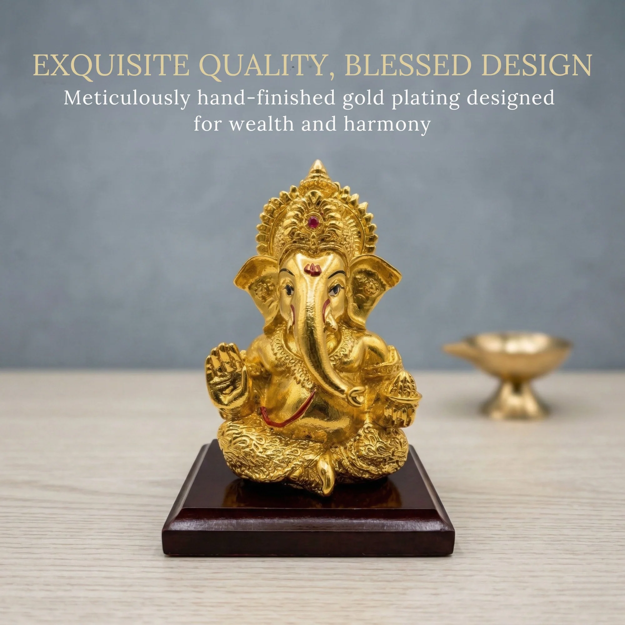 Ganesha Gold-Plated Idol (3.7") - Image 6