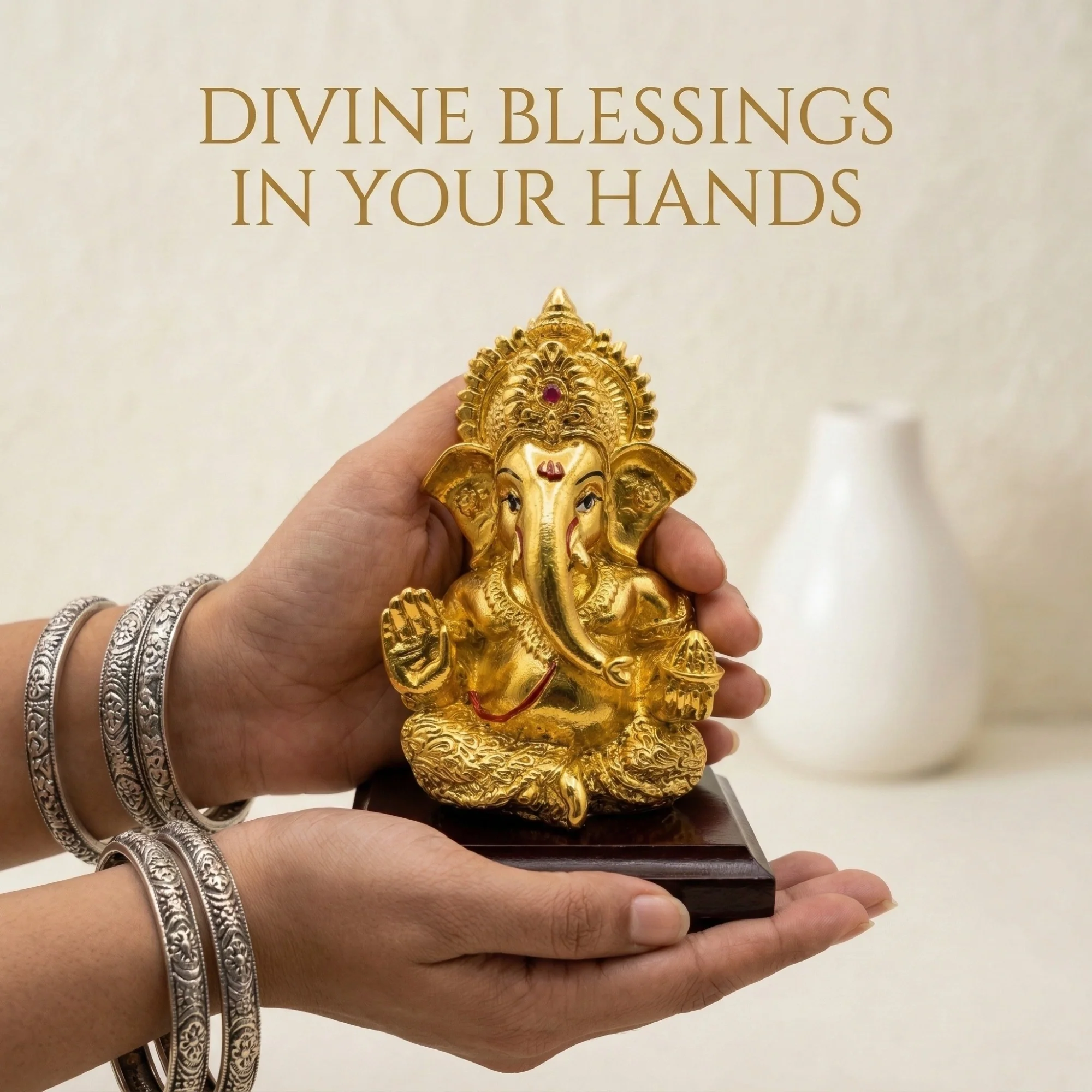 Ganesha Gold-Plated Idol (3.7") - Image 7