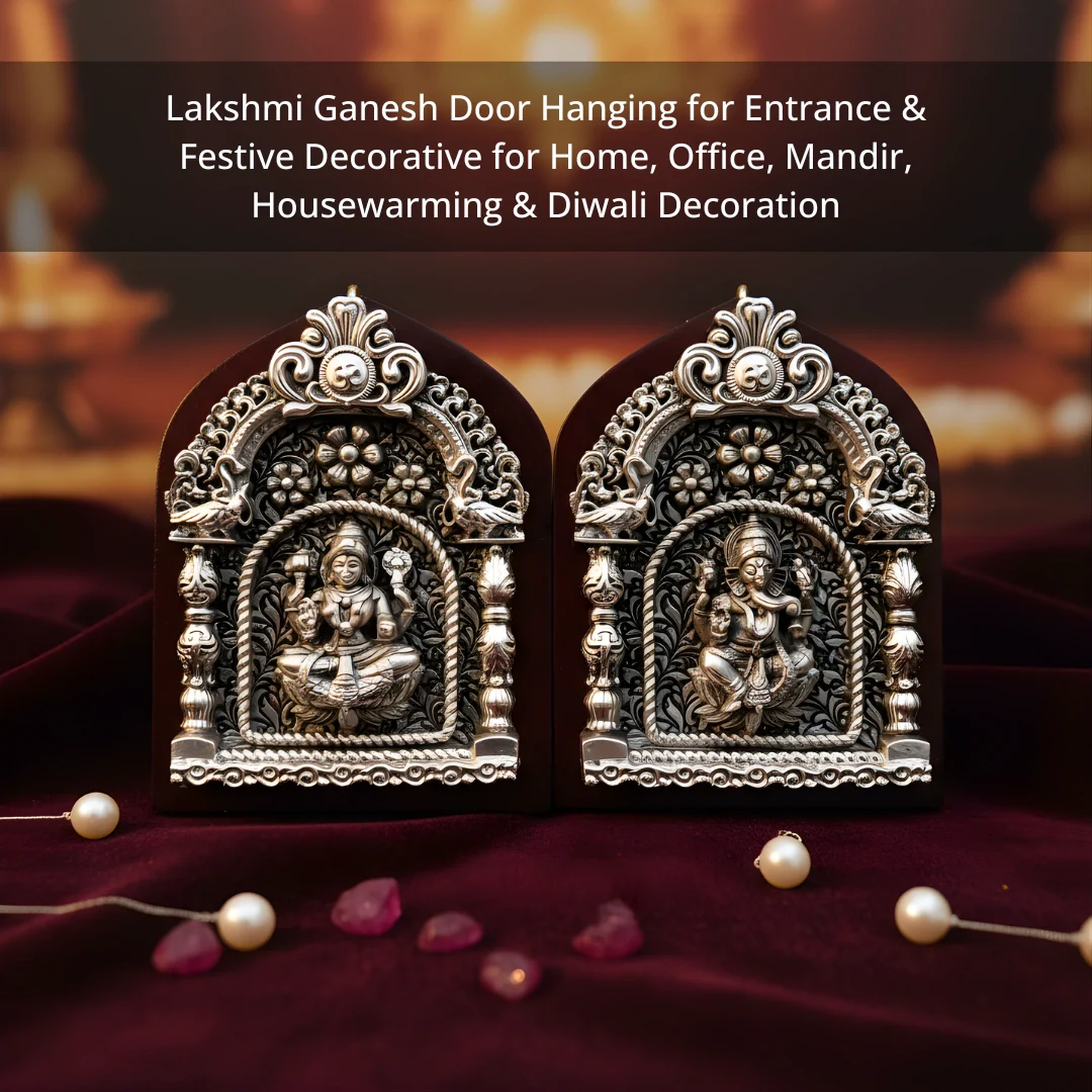 Silver-Plated Lakshmi Ganesh Hanging | 4.5 inch - Image 3