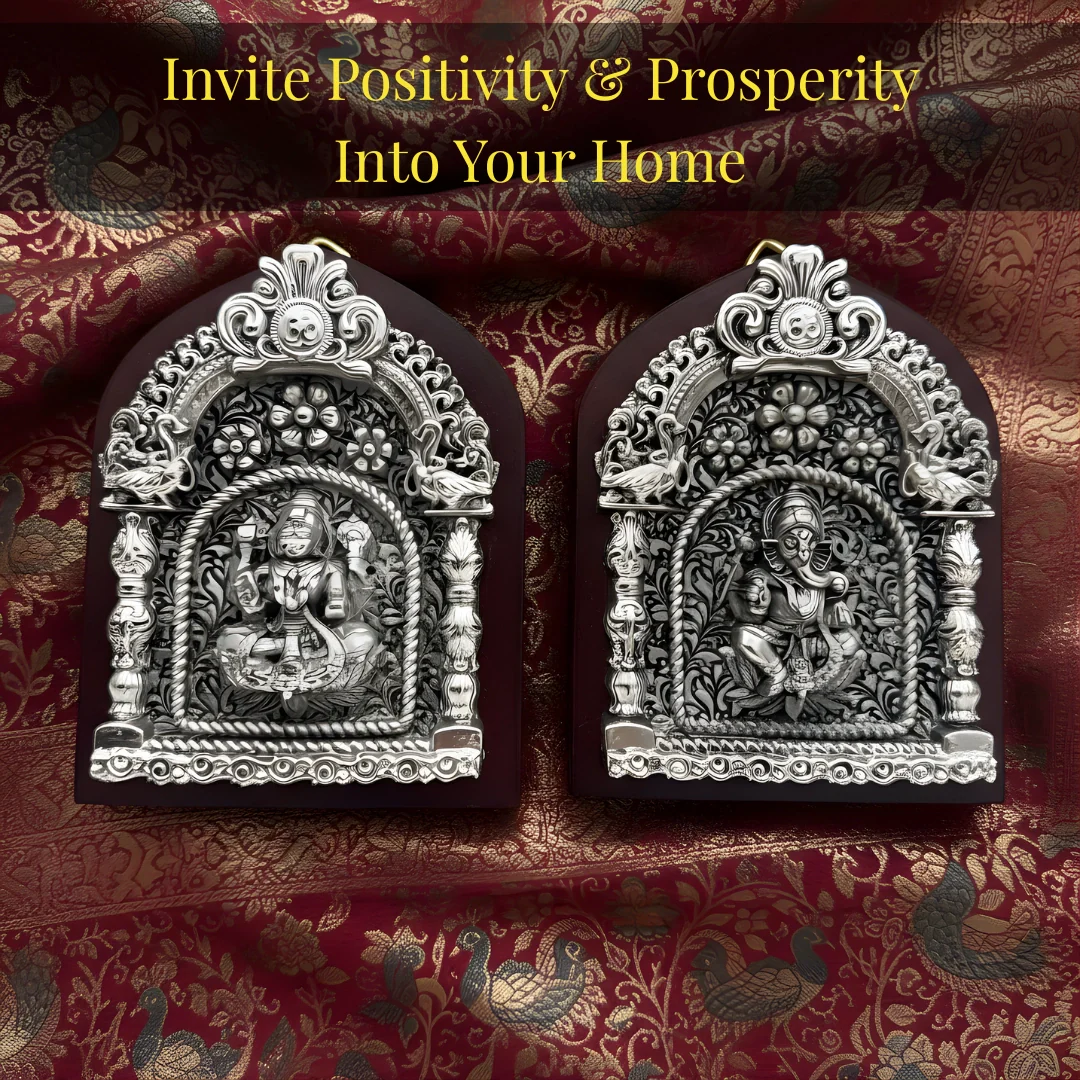 Silver-Plated Lakshmi Ganesh Hanging | 4.5 inch - Image 7