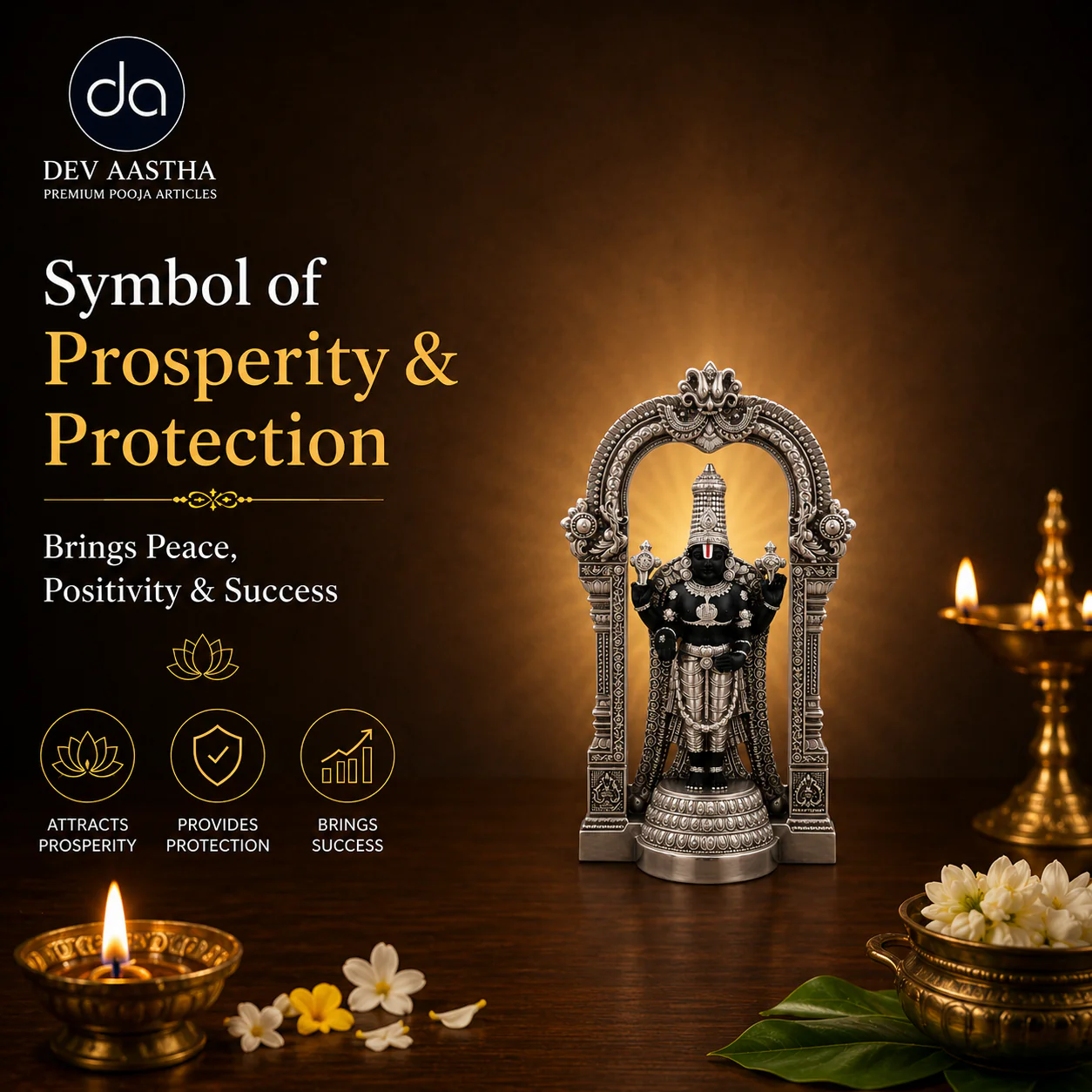 Standing Balaji Silver-Plated Idol (4.7") - Image 3