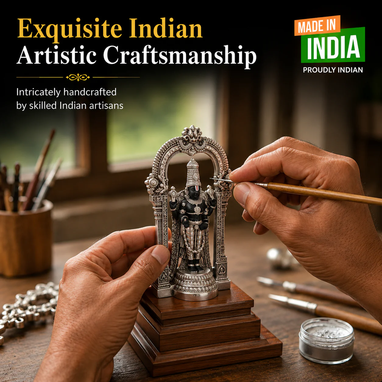 Standing Balaji Silver-Plated Idol (4.7") - Image 4