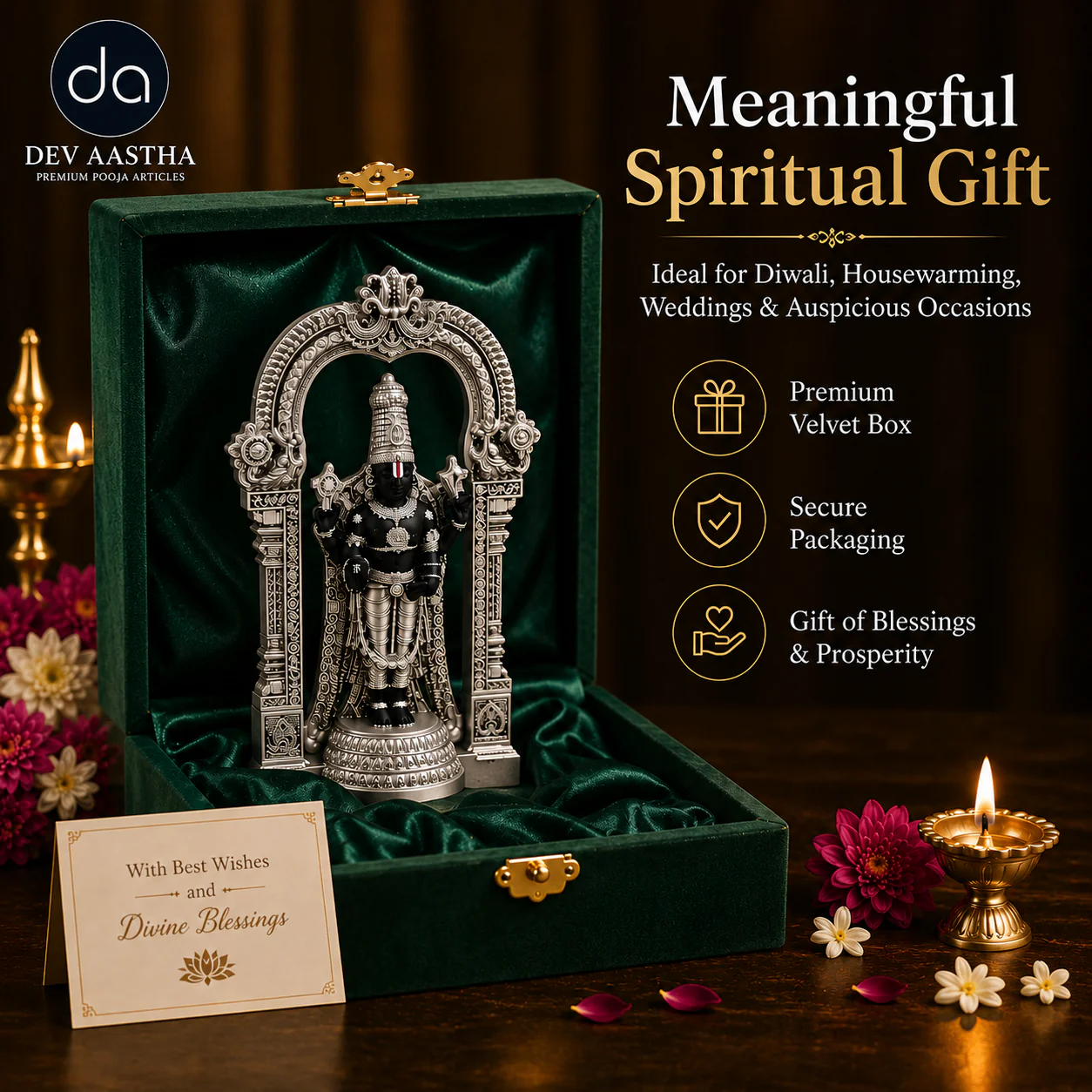 Standing Balaji Silver-Plated Idol (4.7") - Image 5