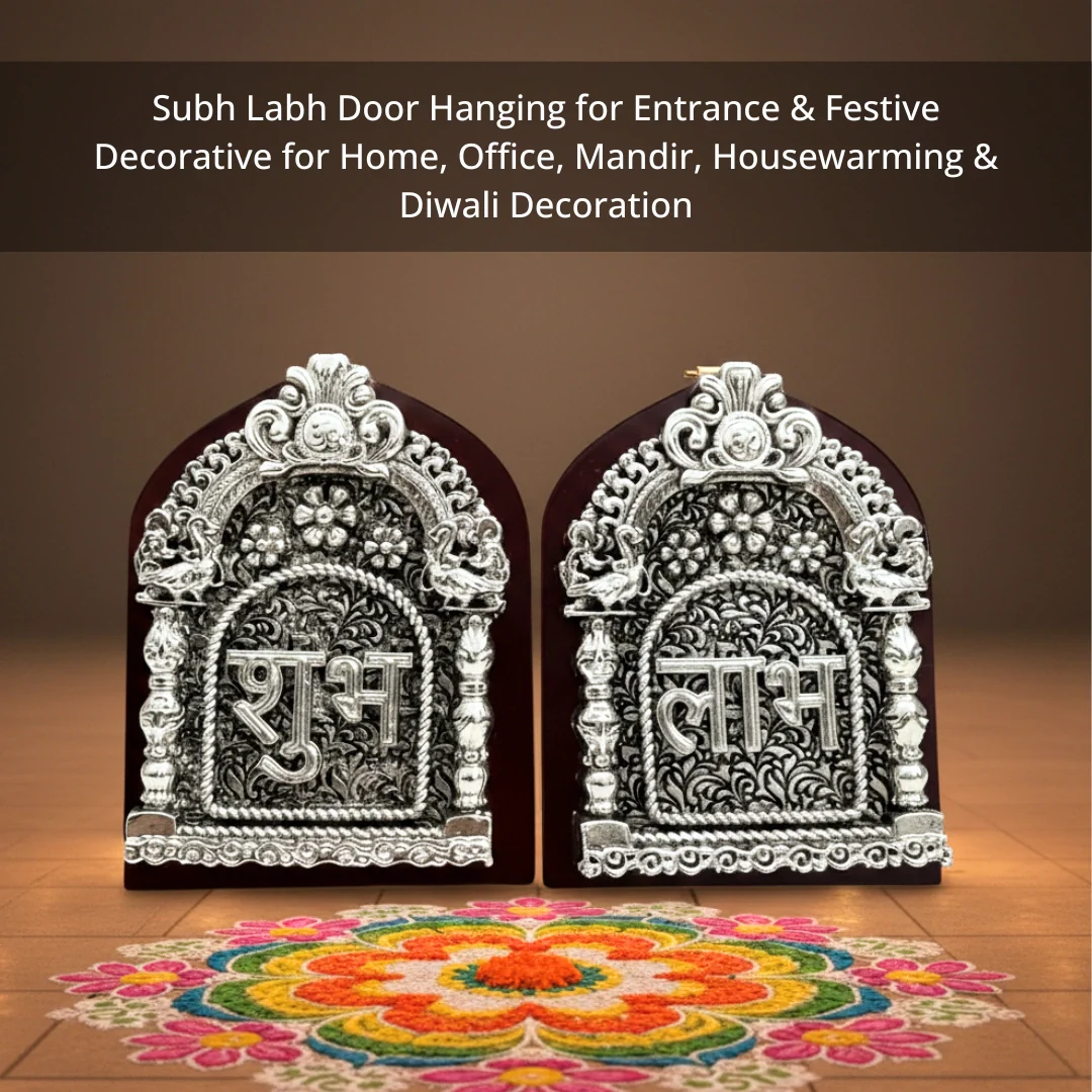 Silver Plated Subh Labh Hanging | 4.5 inch - Image 3