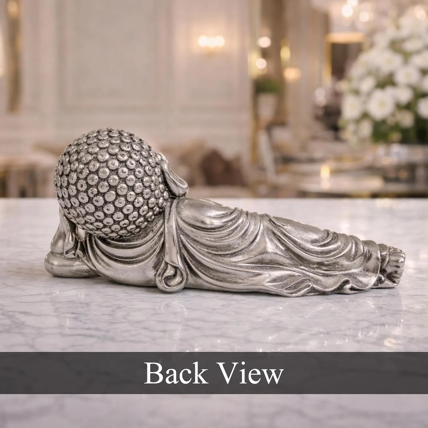 Sleeping Buddha Silver-Plated Idol (4.5") - Image 4