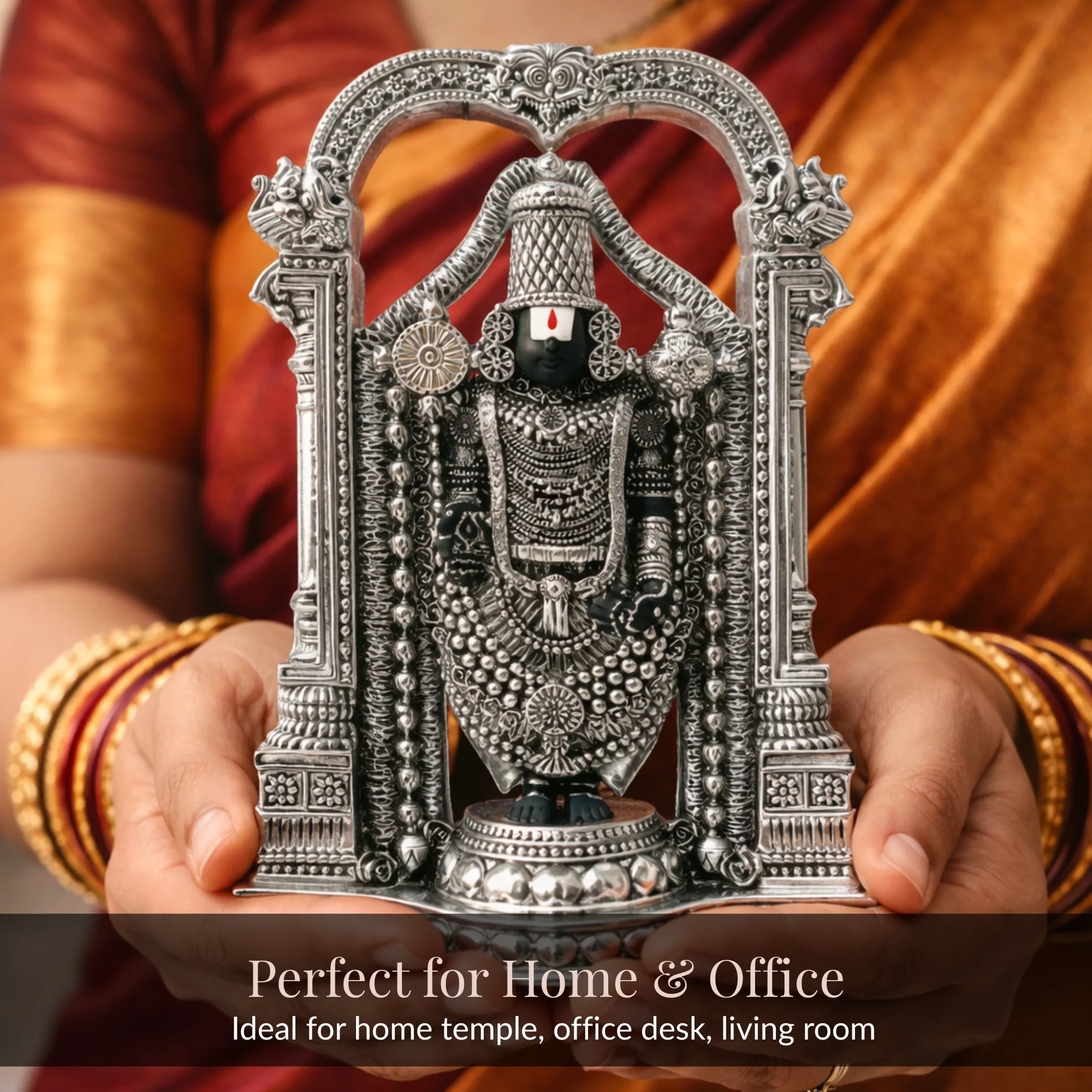 Standing Balaji Silver-Plated Idol (8") - Image 6