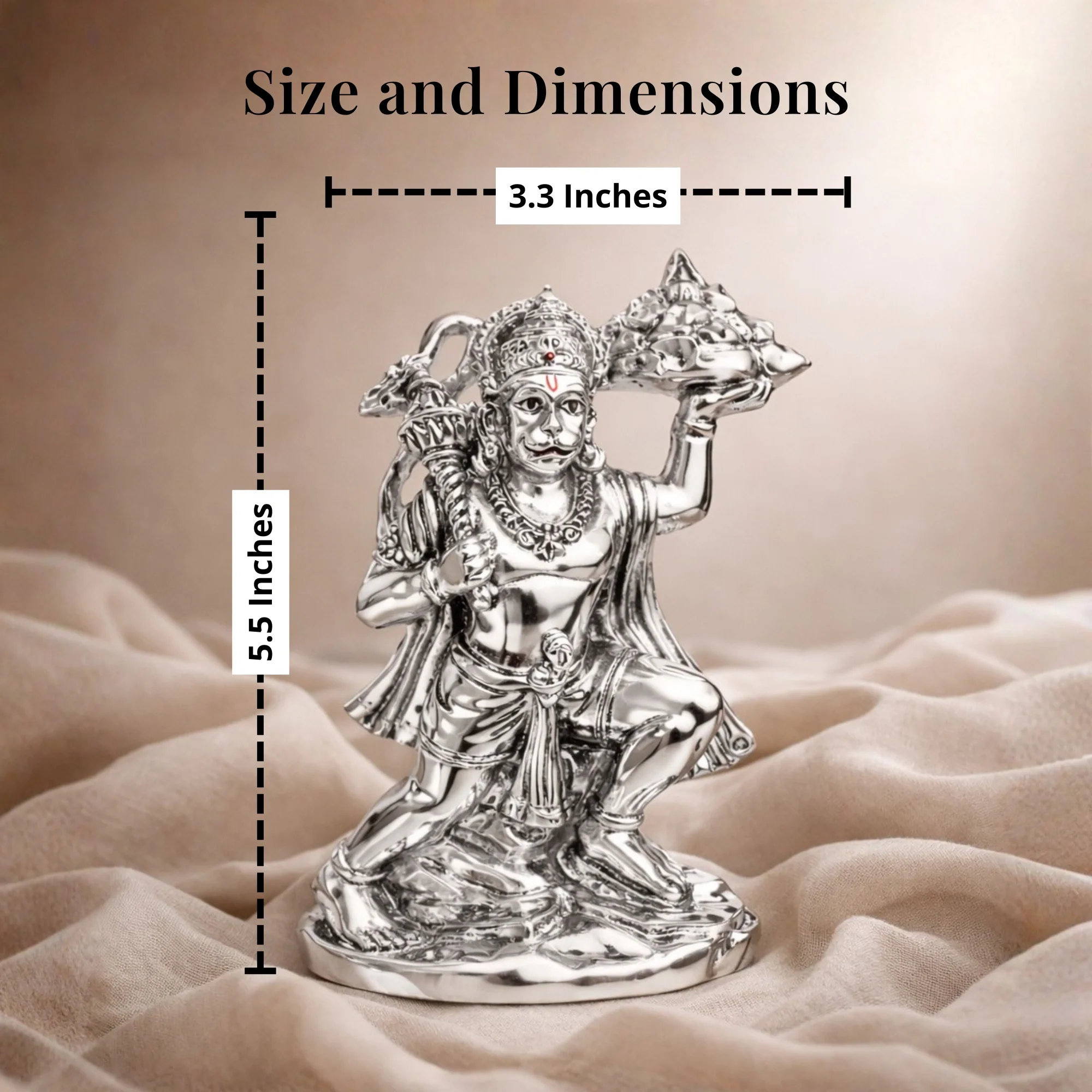 Standing Hanuman Silver-Plated Idol (5.5") - Image 3