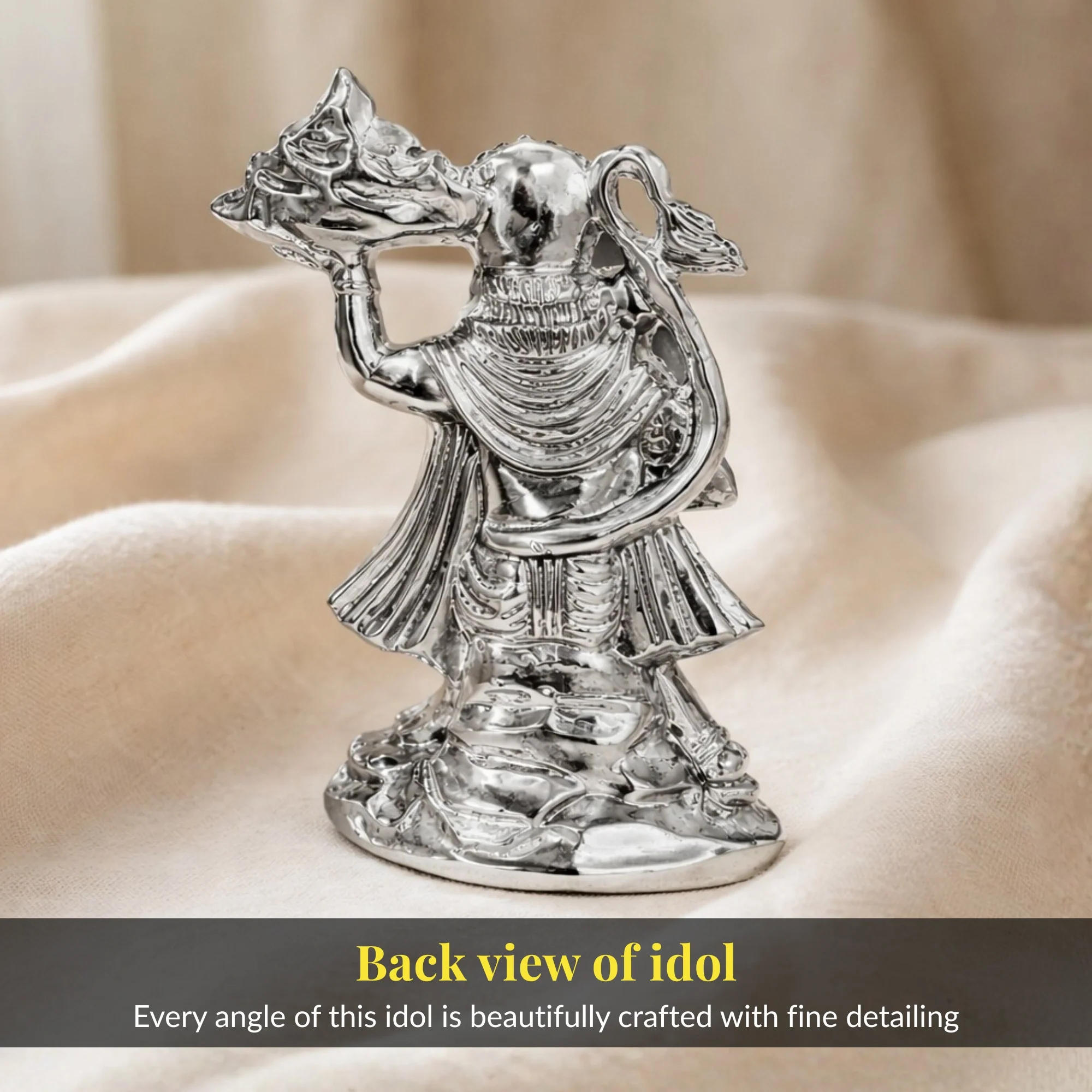 Standing Hanuman Silver-Plated Idol (5.5") - Image 5