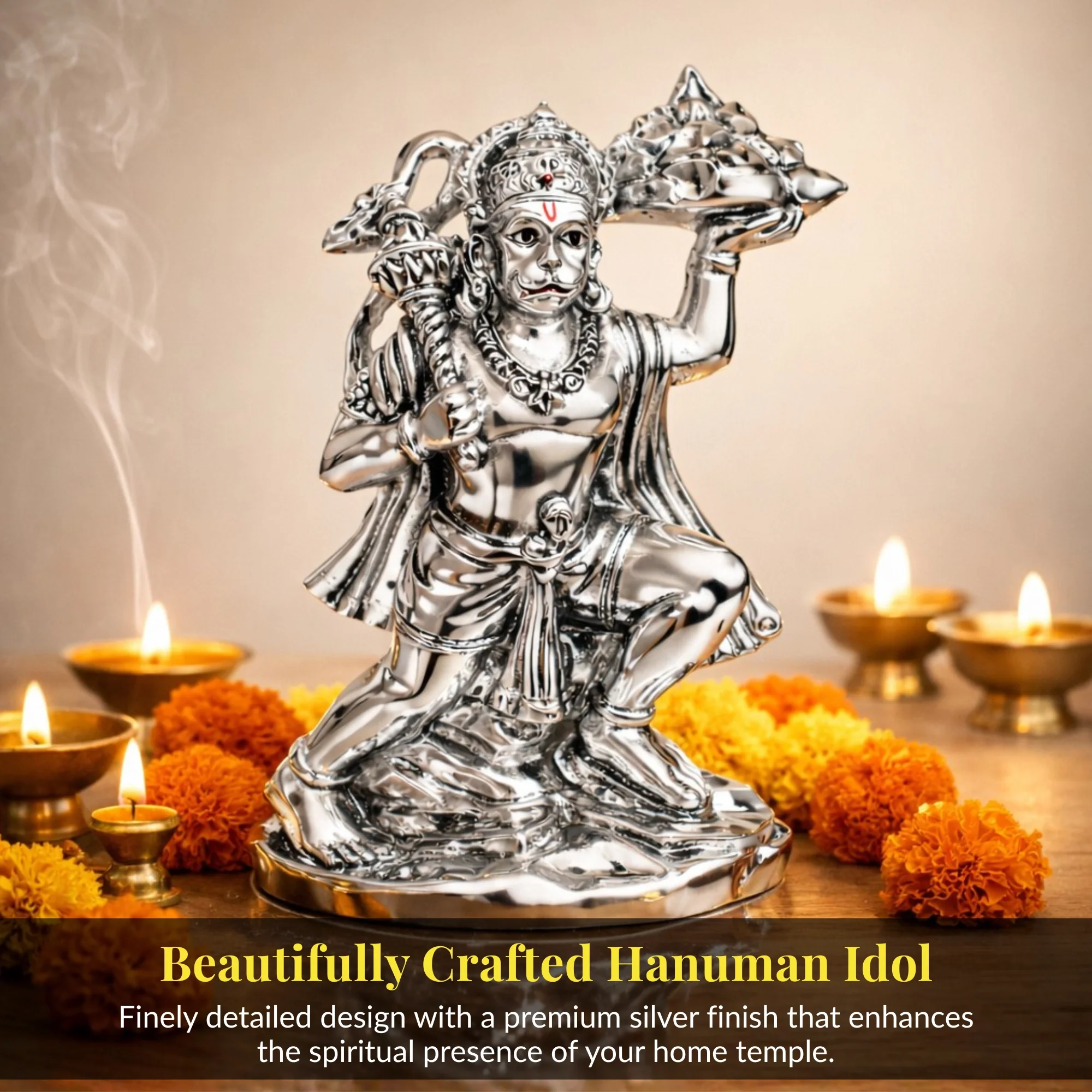 Standing Hanuman Silver-Plated Idol (5.5") - Image 6