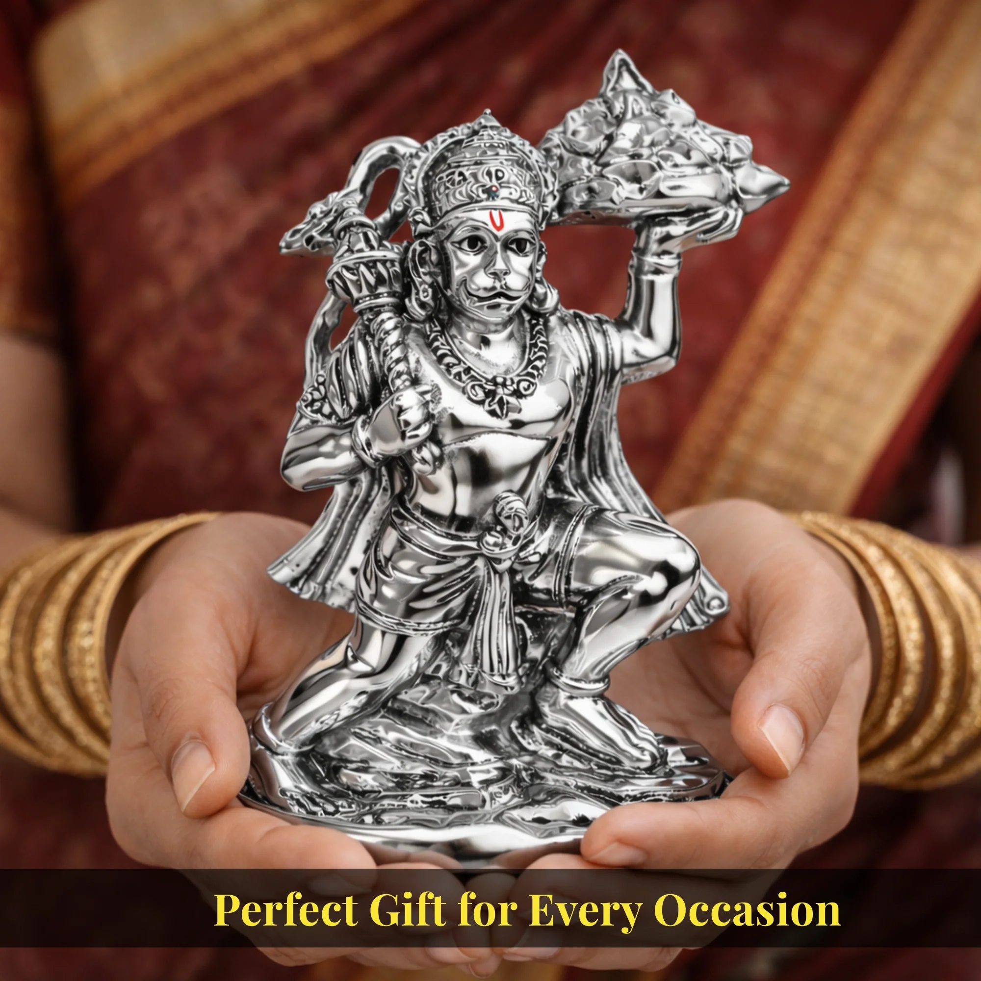 Standing Hanuman Silver-Plated Idol (5.5") - Image 7