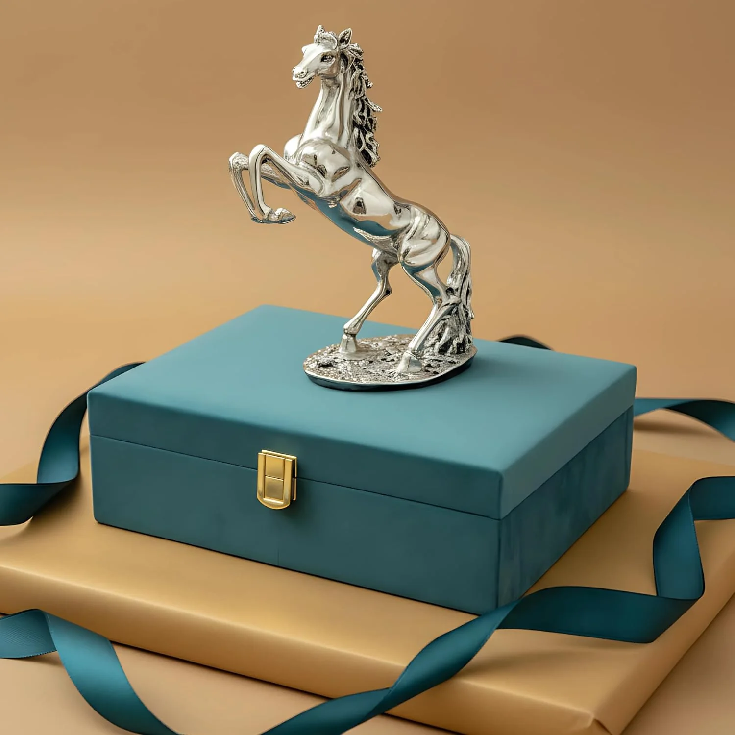 Standing Horse Silver-Plated Statue (7") - Image 6
