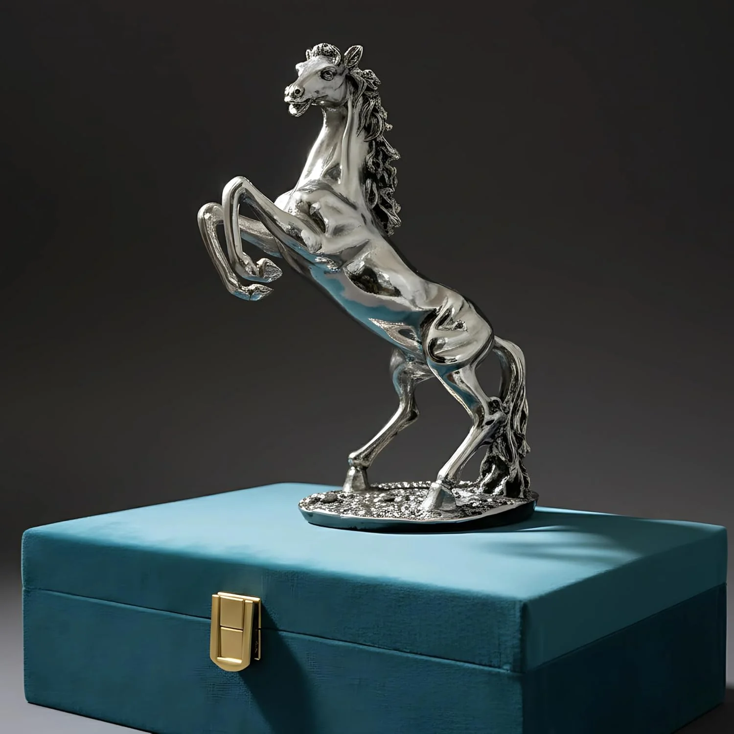 Standing Horse Silver-Plated Statue (7") - Image 8