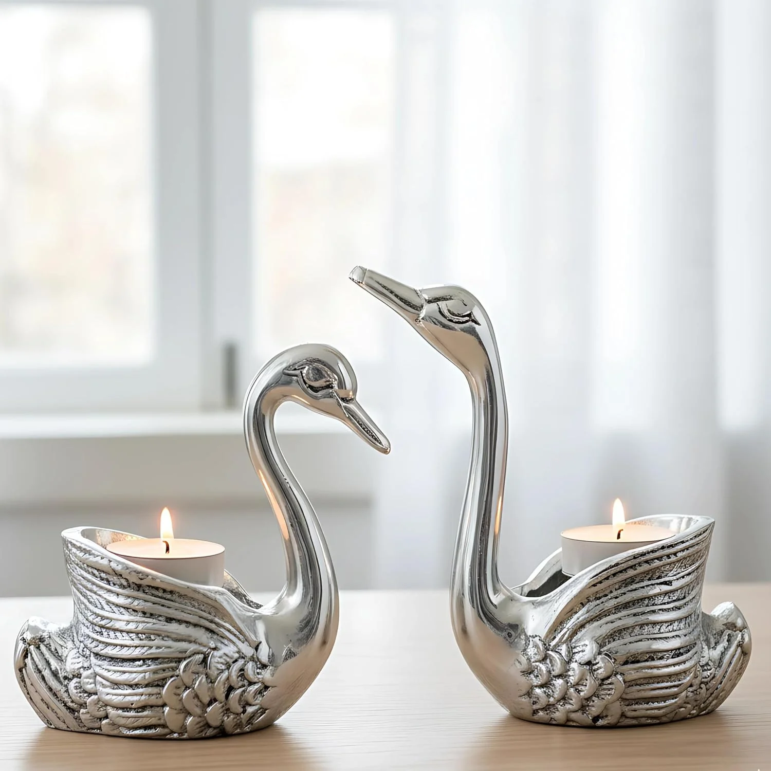 Swan Pair Silver-Plated Idol (4") - Image 3