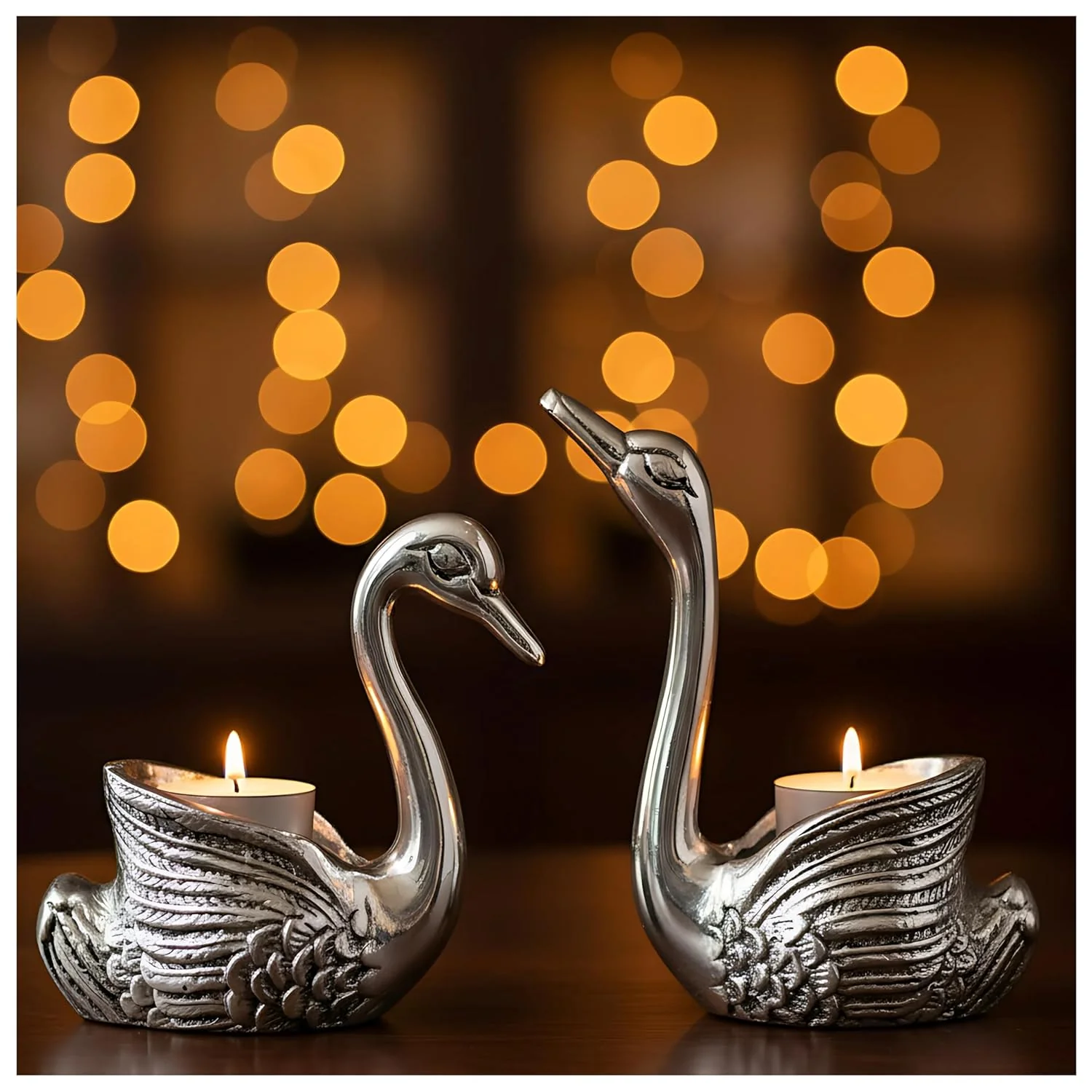 Swan Pair Silver-Plated Idol (4") - Image 4