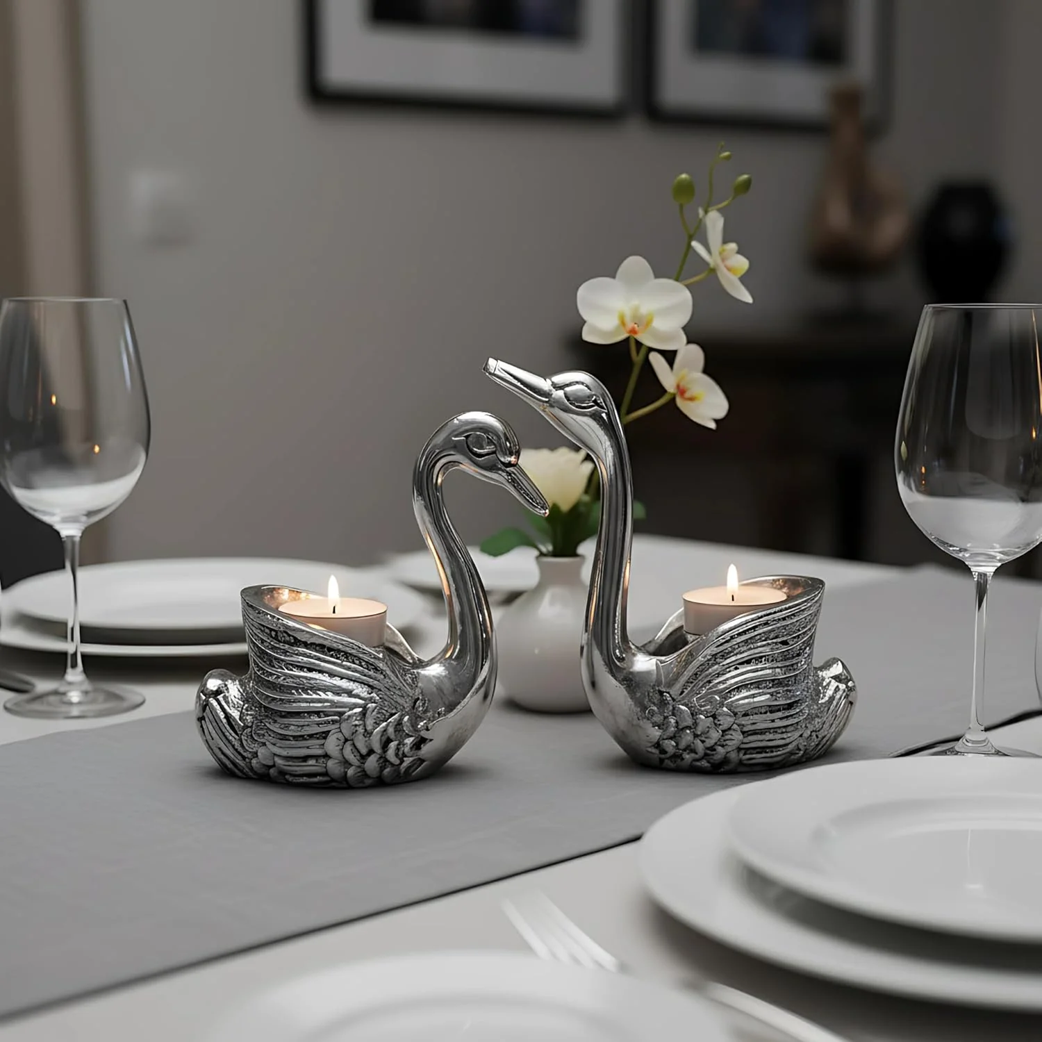 Swan Pair Silver-Plated Idol (4") - Image 5