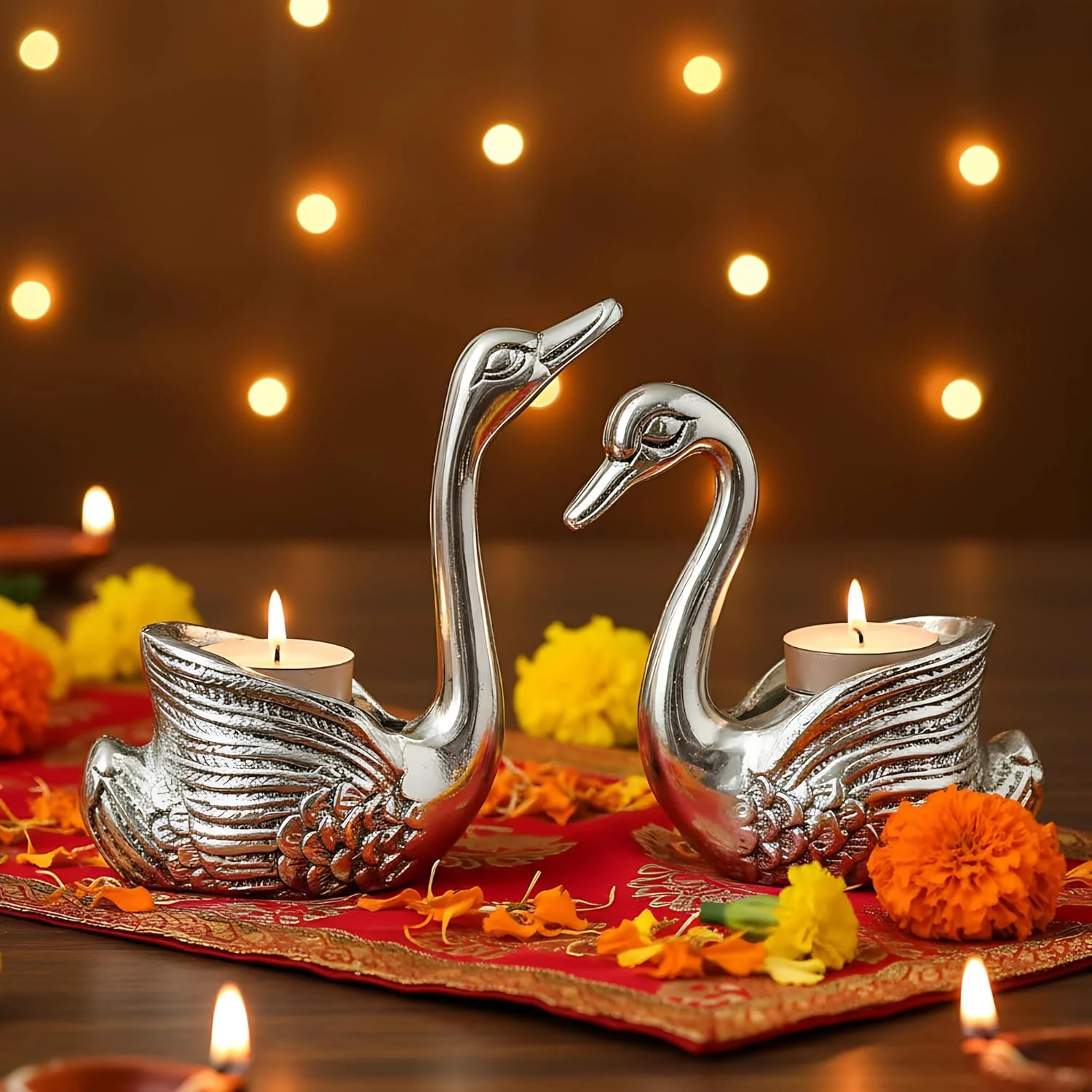 Swan Pair Silver-Plated Idol (4") - Image 8