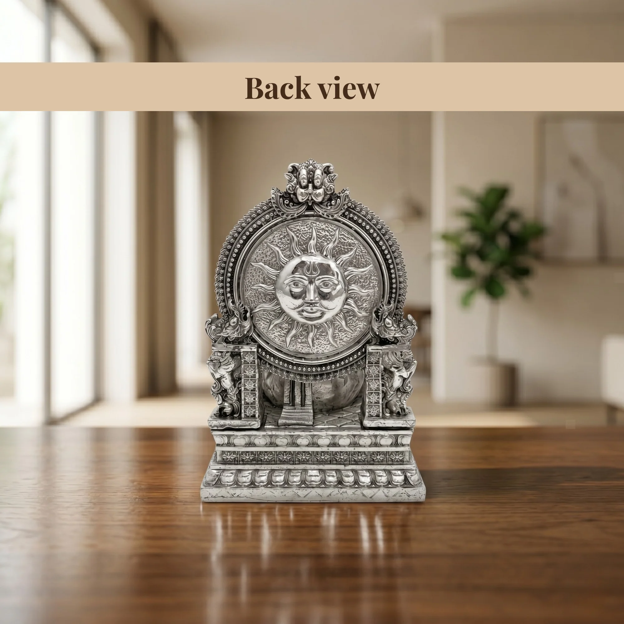 Throne Ganesha Silver-Plated Idol (3.7") - Image 3