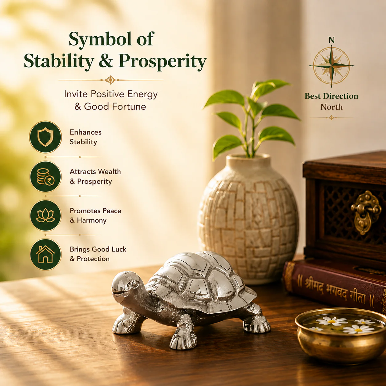Vastu Tortoise Silver-Plated Idol - Image 8