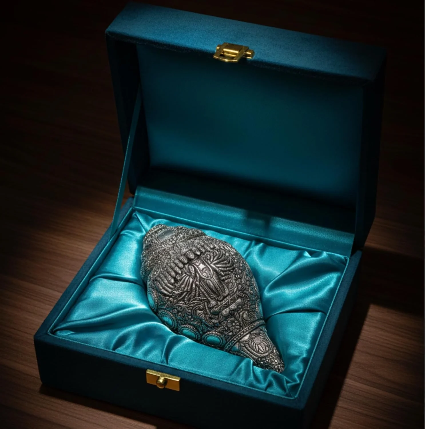 Virat Roop Vishnu Shankh Silver-Plated | Large (7") - Image 3